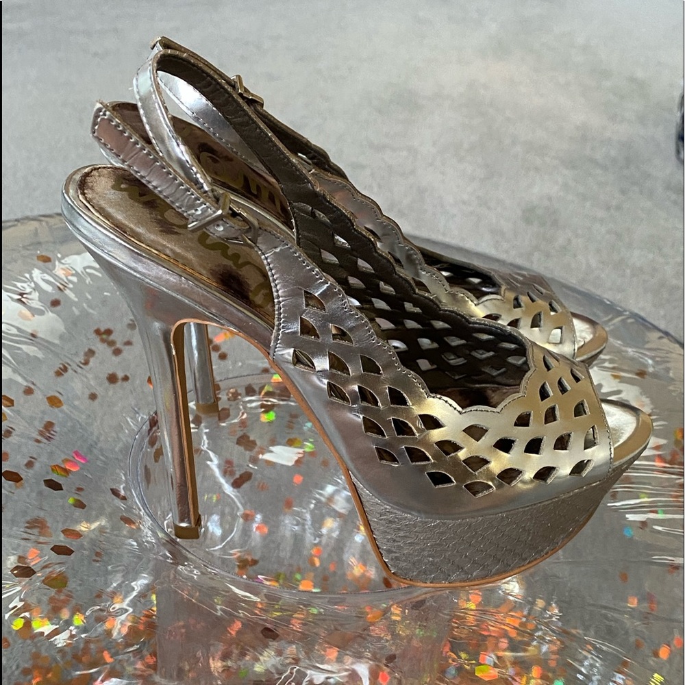 Vintage Sam Edelman Silver Platform Heels